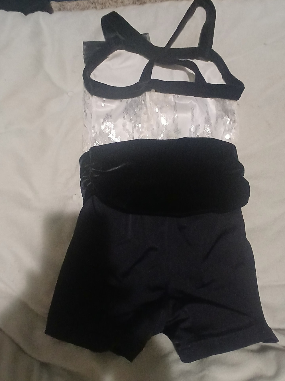 Weissman Black and White Sequin Kids One-Piece